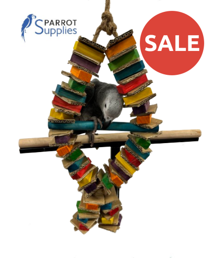 Parrot-Supplies Stacks of Shredding Diamond Large Card & Wood Parrot Toy